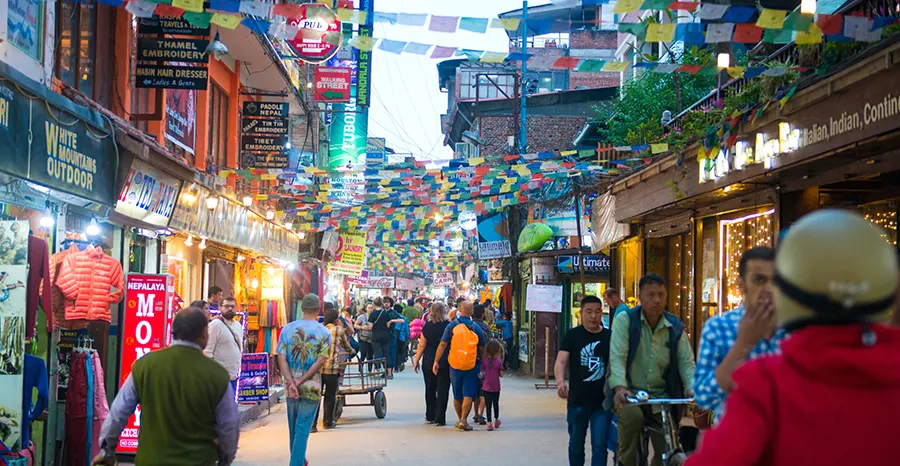 Thamel street in the Evening