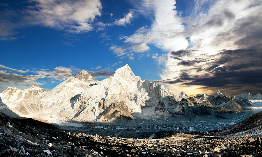 Evening panoramic view of Everest Base Camp