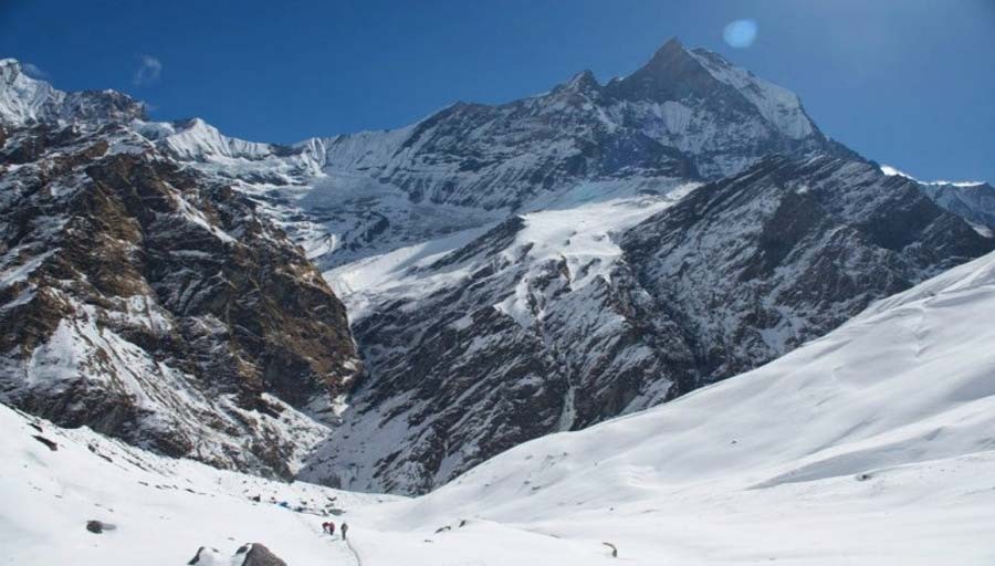 View from Annapurna base camp to the holy mountain fistail