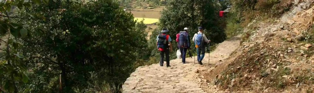 The lower region stone paved EBC Trek Route