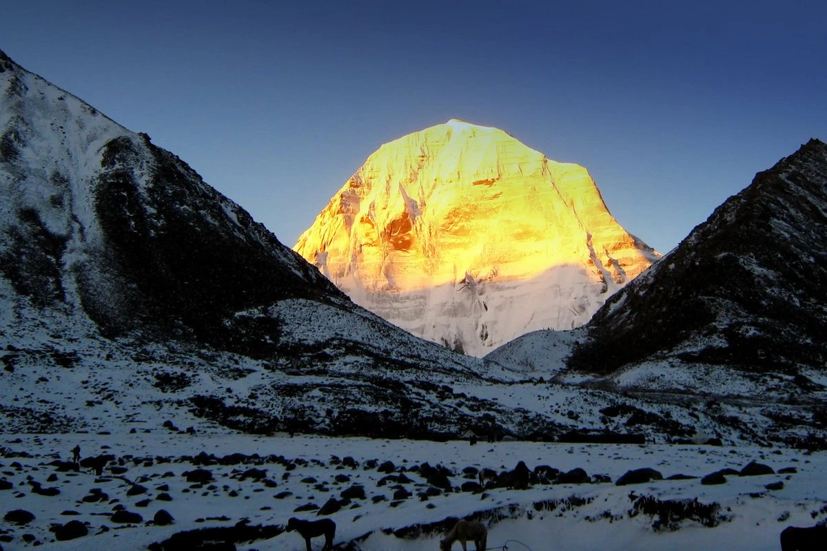 Mount kailash sparkling with sunlight