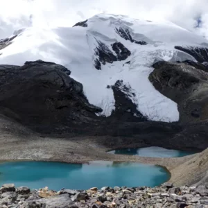 Thorong Peak Climbing 1 Snow capped mountain and mountains lakes in thorong la pass