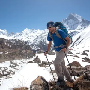 Trekker on the way to Annapurna Base Camp