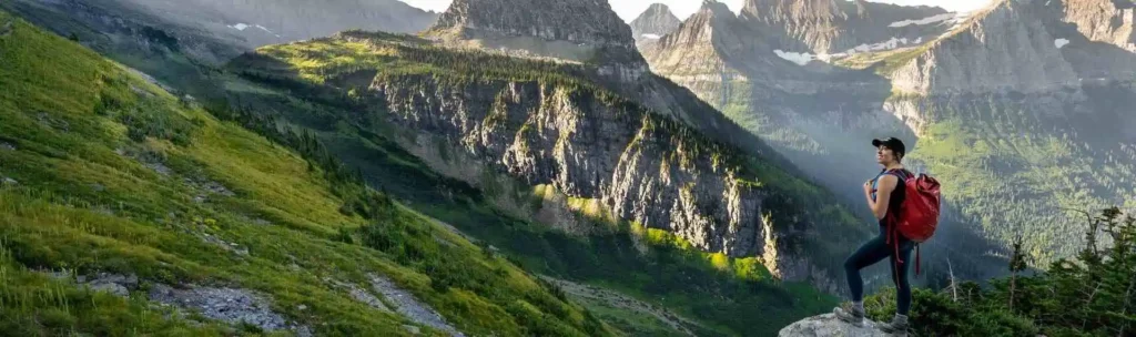 A lady enjoying the view while hiking in the Himalayas