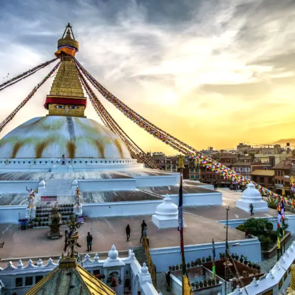 Golden Sunset Over Boudhanath Stupa