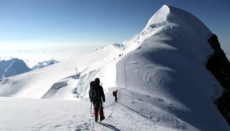 Climbers Heading Towards Mera Central From Mera North