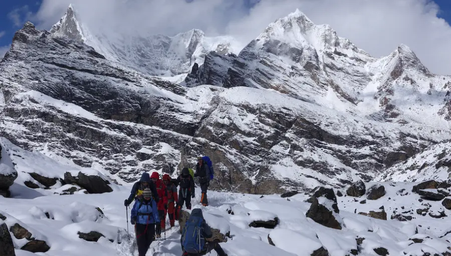 Climbers heading to Mera La Base Camp