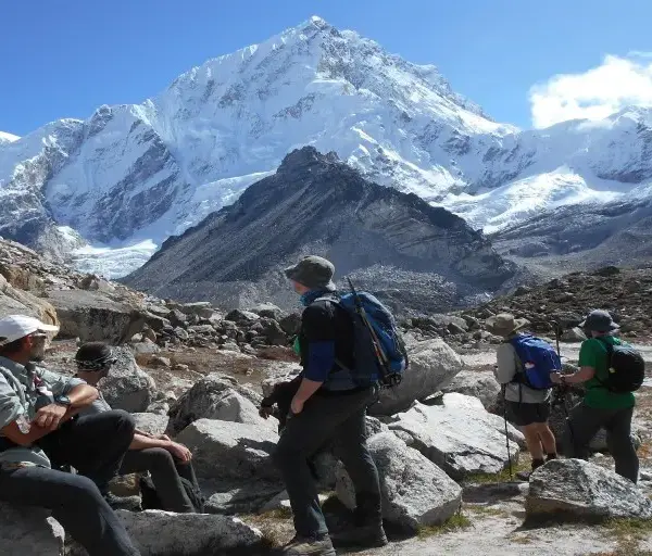 Splendid view of Mt. Nuptse on the way to base camp
