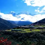 Dole village with the mountain background in Everest region
